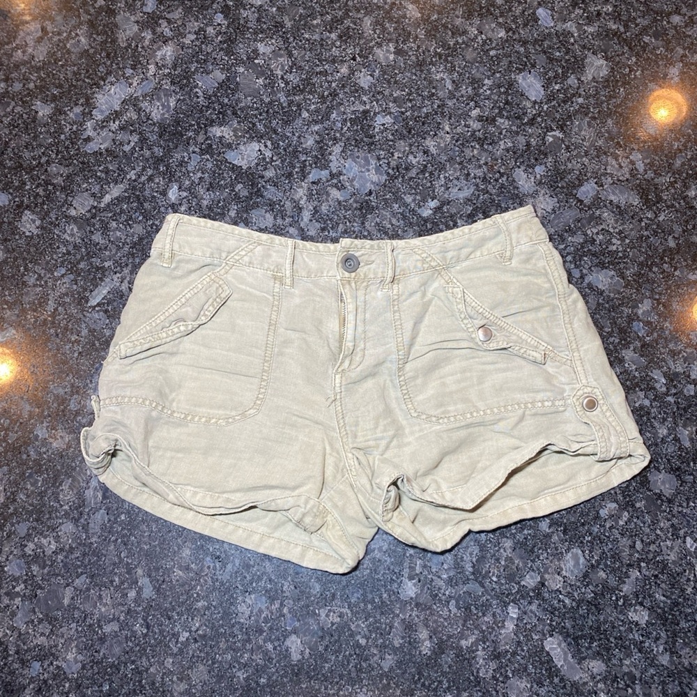 FREE PEOPLE Sz 4 All Yours Micro Mini Shorts Khaki Neutral Brown Utility Cargo